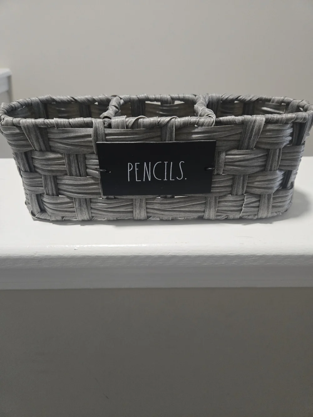 Rae Dunn Gray Woven Desk Organizer Baskets with Labels